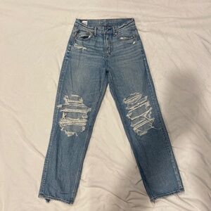 American Eagle Super High Rise Baggy Straight Strigid Jeans